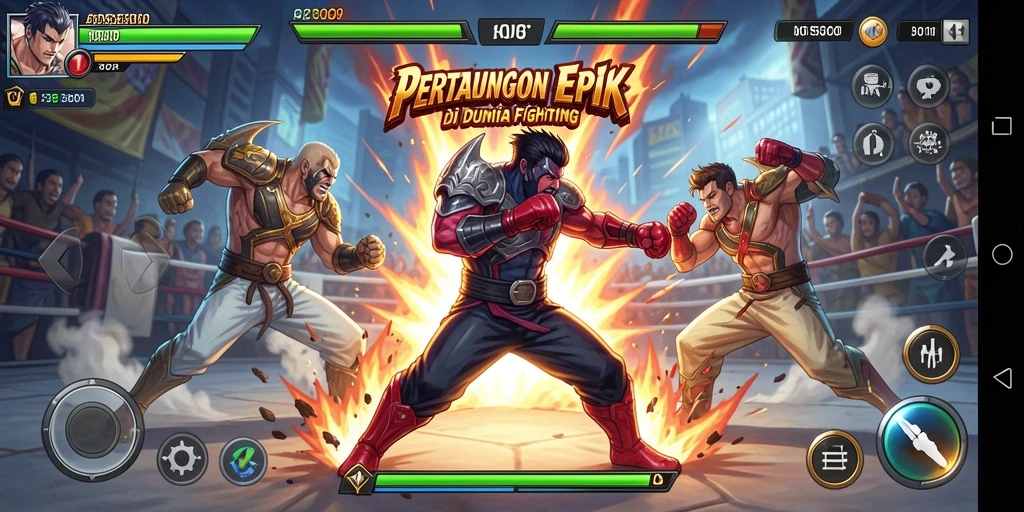 Tangkapan layar aksi mendebarkan dalam permainan Fighting.