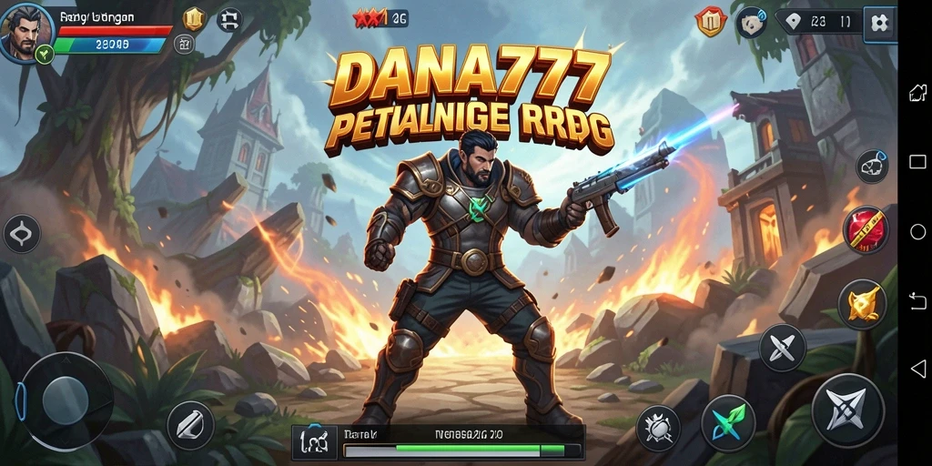 Tampilan aksi seru dalam gameplay DANA777 di dunia fantasi.