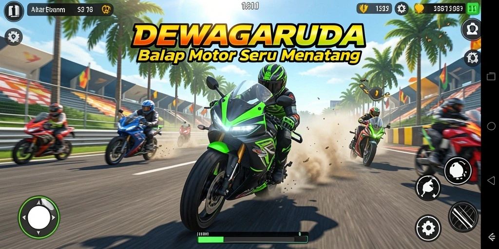 Gameplay seru balapan motor di DEWAGARUDA.