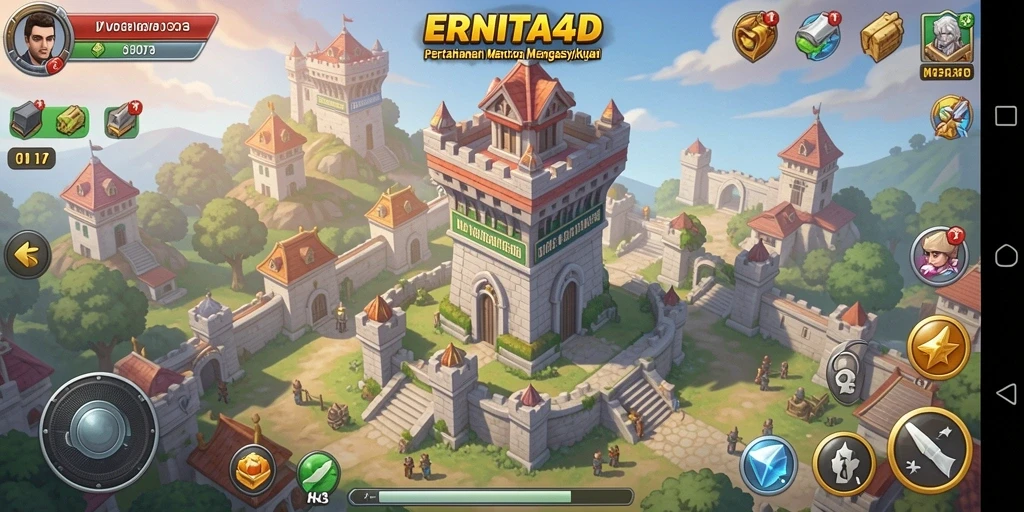 Tampilan gameplay menara pertahanan yang mendebarkan di ERNITA4D.