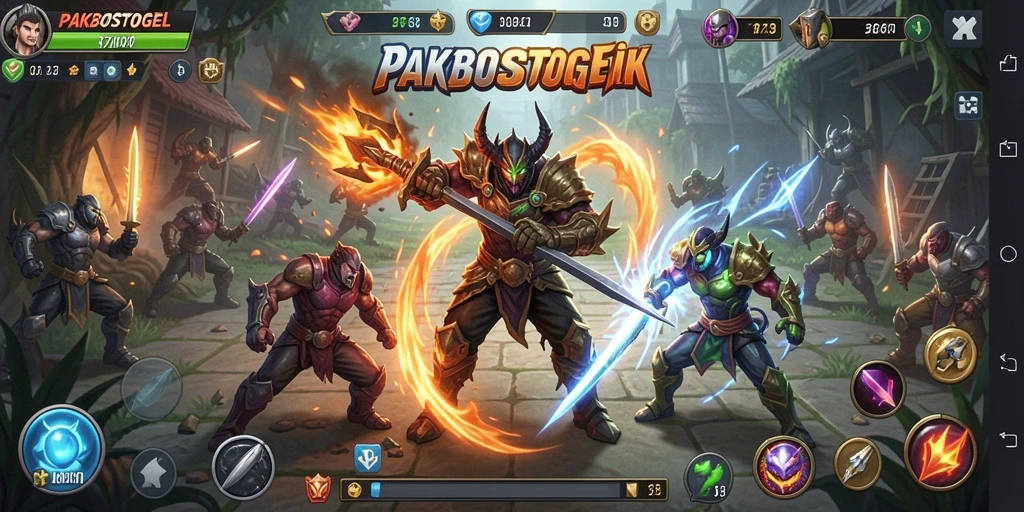 Tampilan aksi pertarungan epik dalam PAKBOSTOGEL.