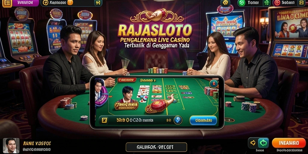 Tampilan utama RAJASLOTO dengan dealer dan permainan Live Casino.