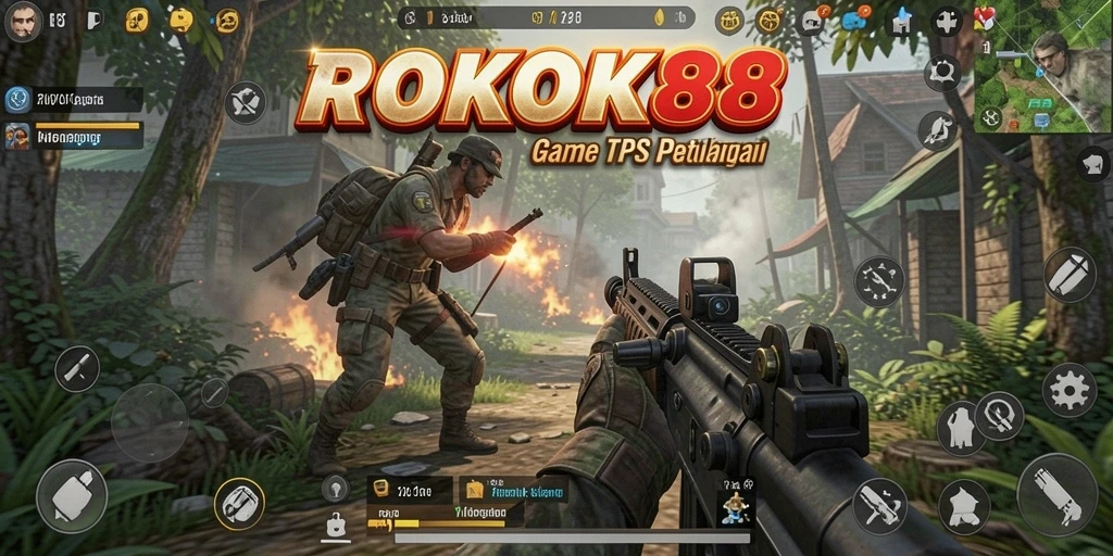 Tampilan gameplay ROKOK88 dengan aksi tembak-menembak yang mendebarkan.