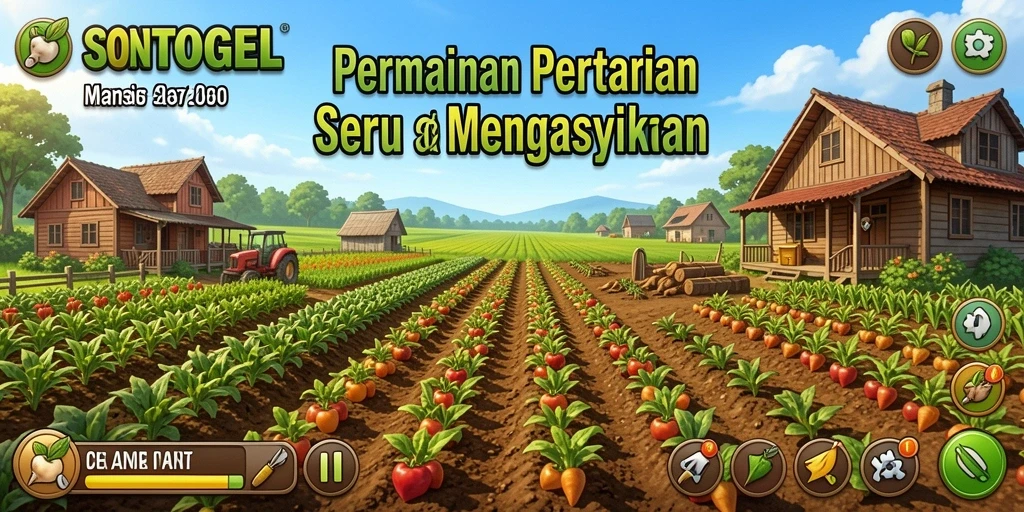 Tampilan gameplay menarik dengan ladang yang berwarna-warni.